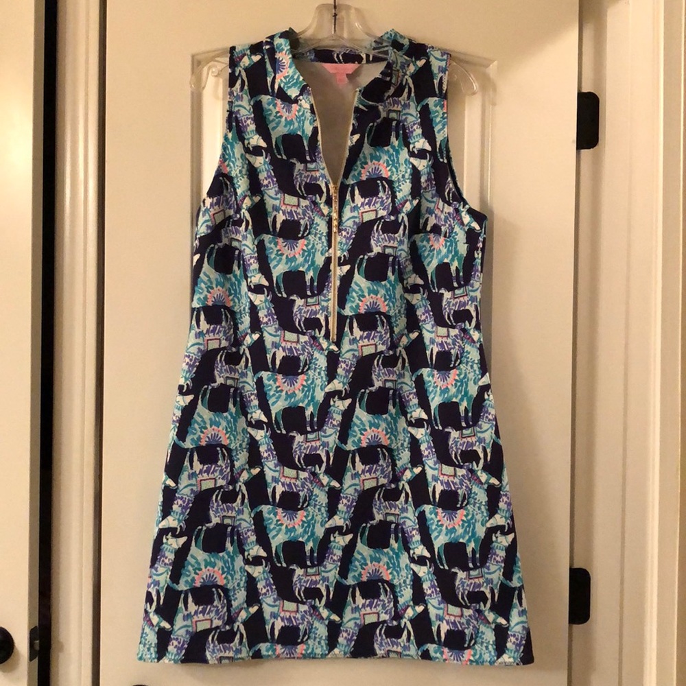Lilly Pulitzer Alpaca My Bags Opal scuba shift L